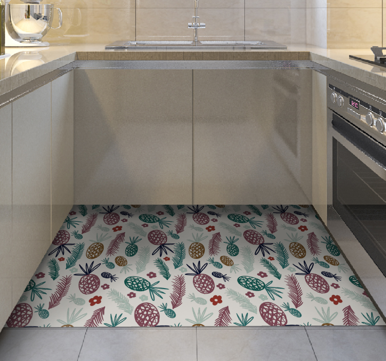 Tropisch fruitmotief vinyl tapijt bloemen en planten - TenStickers