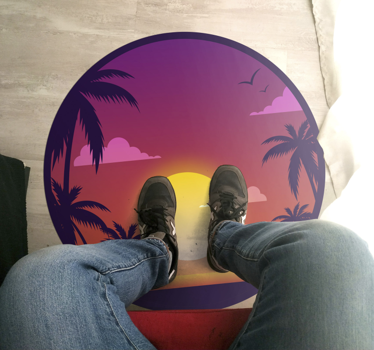 Tropisch zonsonderganglandschap vinyl tapijt natuur - TenStickers