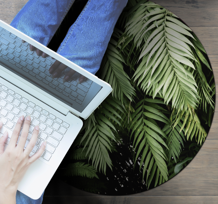 Tropische gebladertecirkel vinyl tapijt bloemen en planten - TenStickers