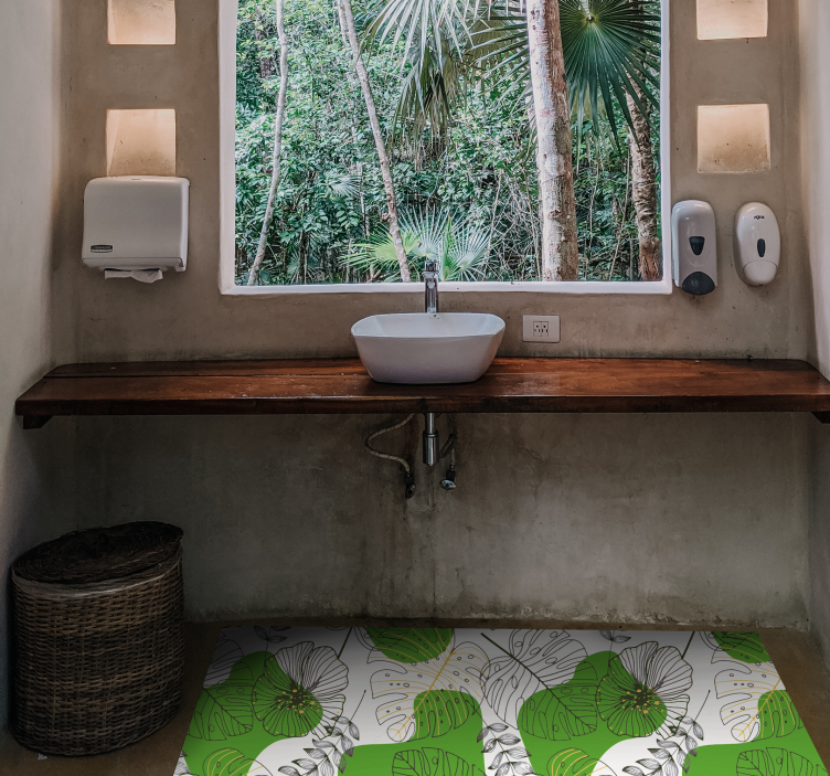 Tropische monstera vinyl tapijt bloemen en planten - TenStickers