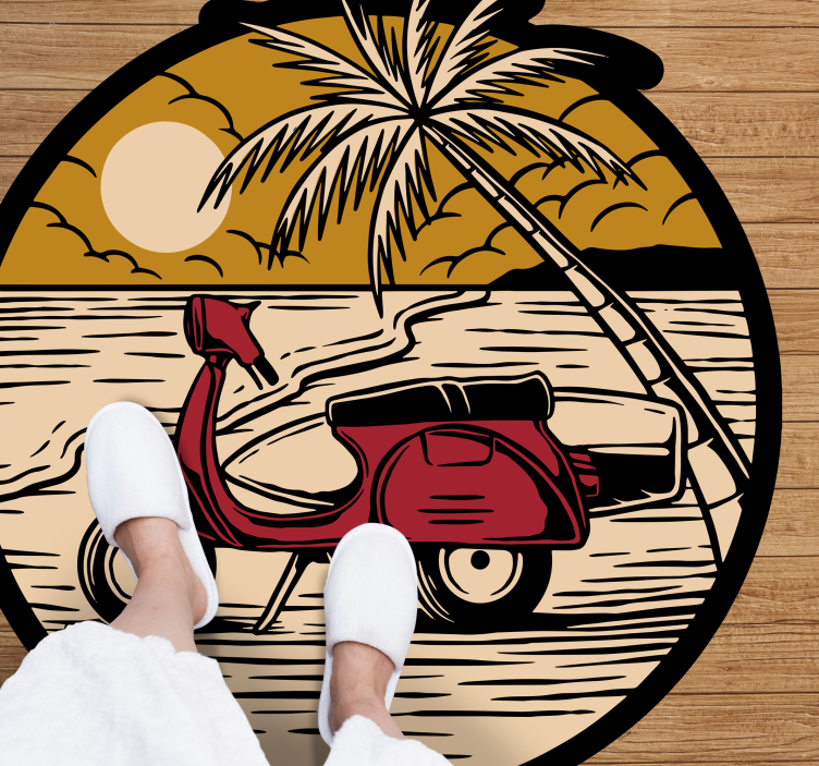 Tropische scooter scene vinyl tapijt voor meer kinderen - TenStickers