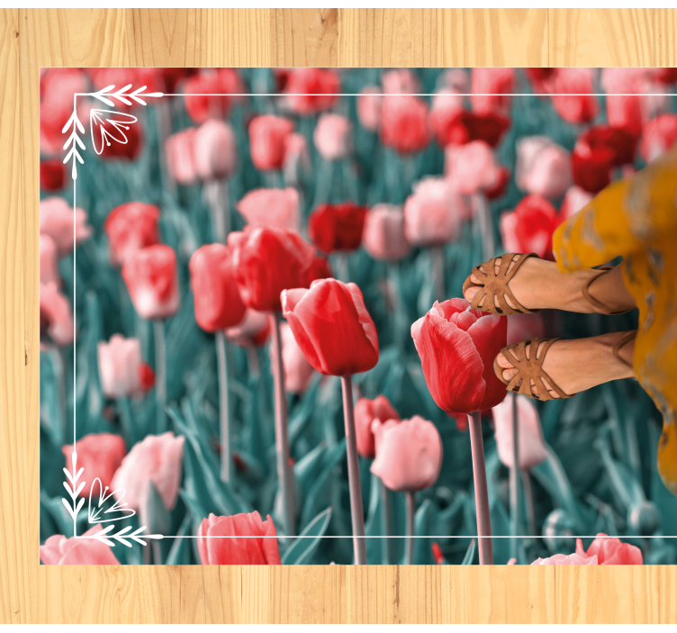 Tulpenveld scène vinyl tapijt bloemen en planten - TenStickers