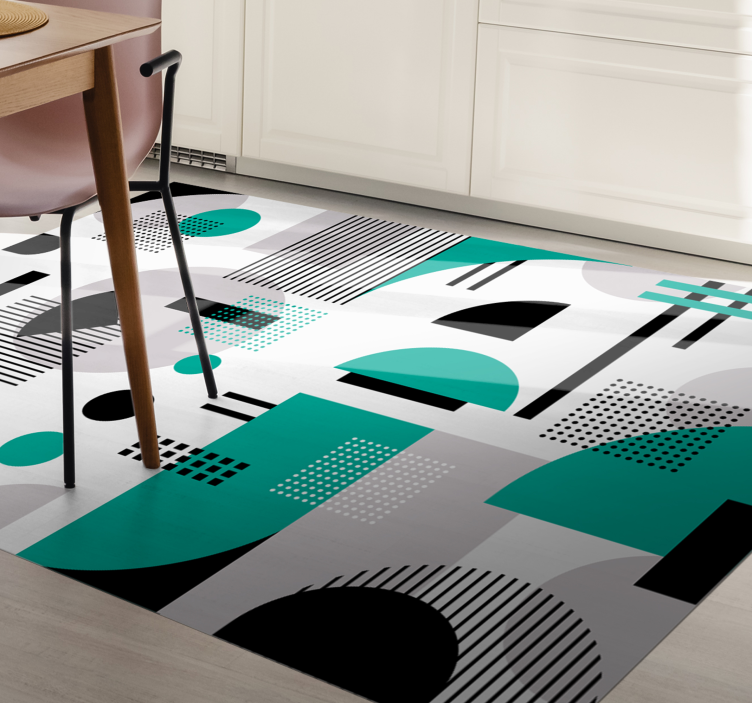 Turquoise geometrische vormen vinyl tapijt modern - TenStickers