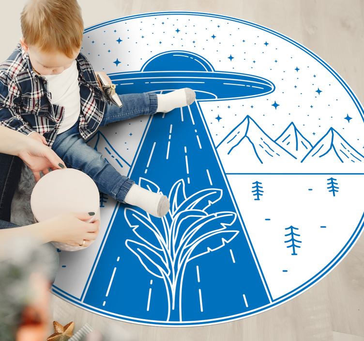 Ufo avontuur vinyl tapijt voor meer kinderen - TenStickers