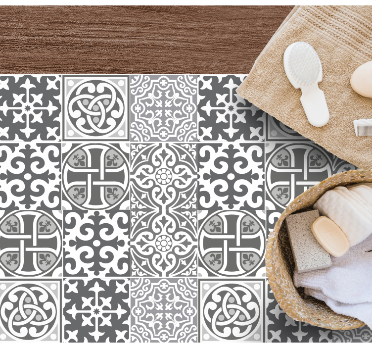 Verfijnde grijze arrangementen vinyl tapijt tegels - TenStickers