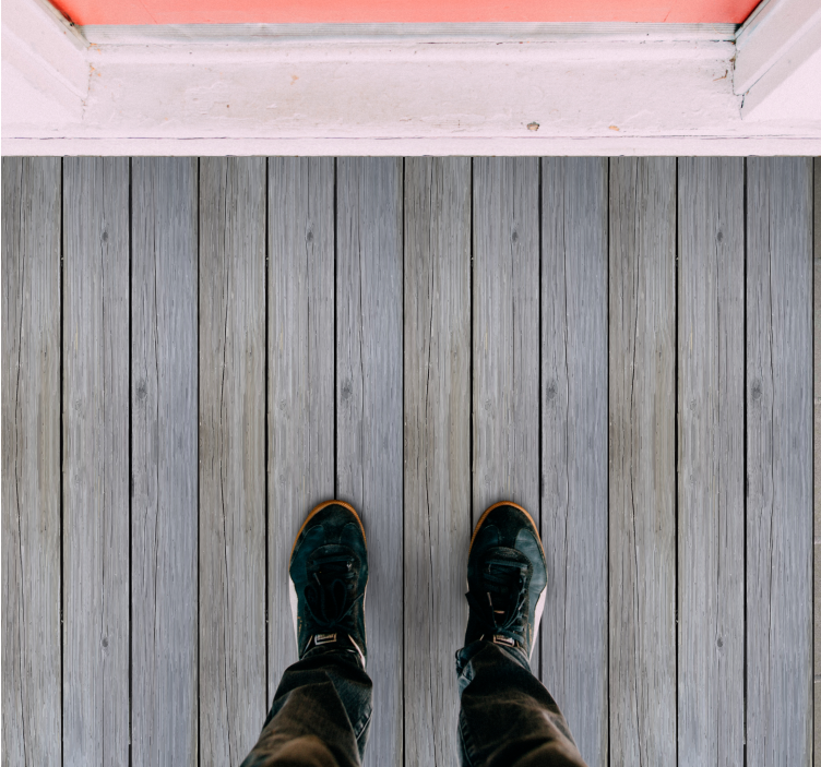 Verweerde grijze planken vinyl tapijt met houtstructuur - TenStickers