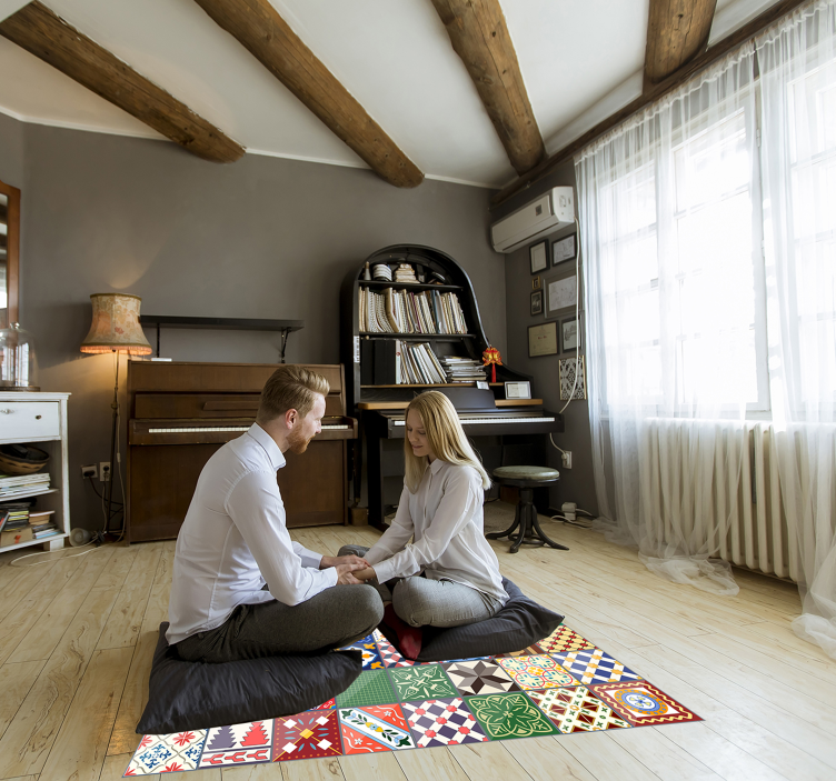 Origineel vierkant kleurrijk vinyl kleed - TenStickers