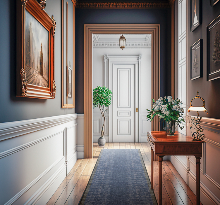 Vintage blauwe patroon antiek vinyl tapijt - TenStickers