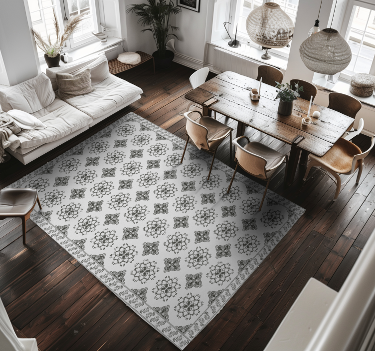 Vintage bloemenontwerp vinyl tapijt eetkamer - TenStickers