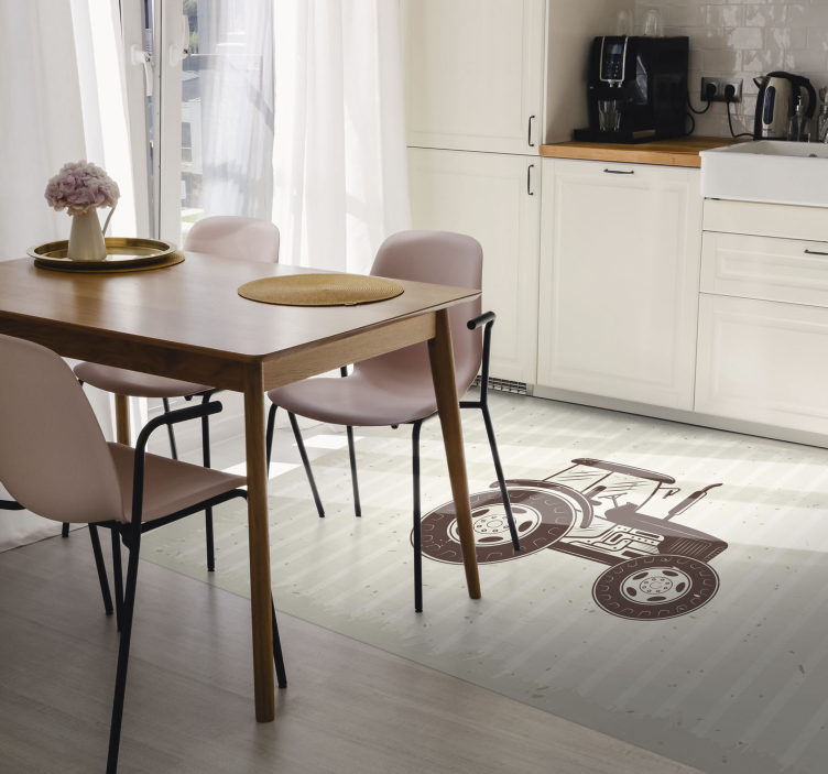 Vintage boerderij tractor retro  vinyl vloerkleed keuken - TenStickers