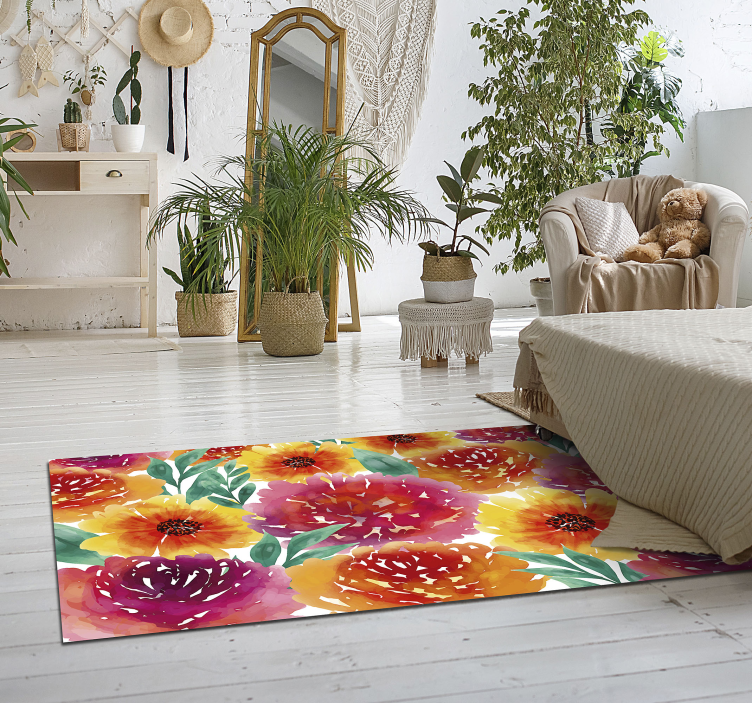 Vinyl vloerkleed kleurrijke bloemen - TenStickers