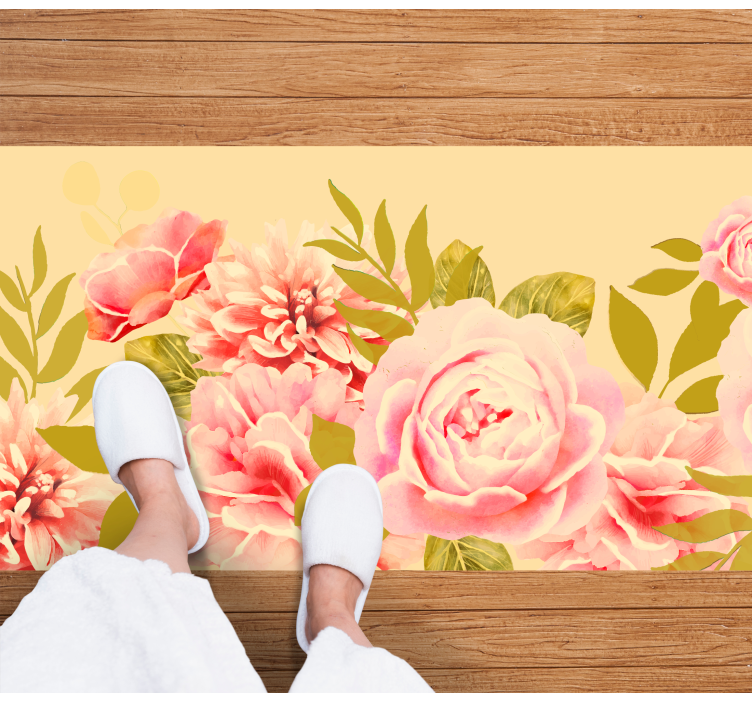 Vinyl tapijt bloemen en planten bloeiende bloemige elegant - TenStickers