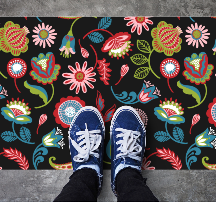 Vinyl tapijt bloemen en planten bloemrijke inspiratie - TenStickers