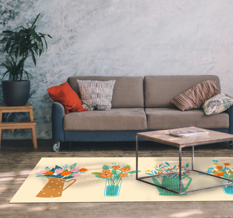 Vinyl tapijt bloemen en planten bloemstuk presentatie - TenStickers