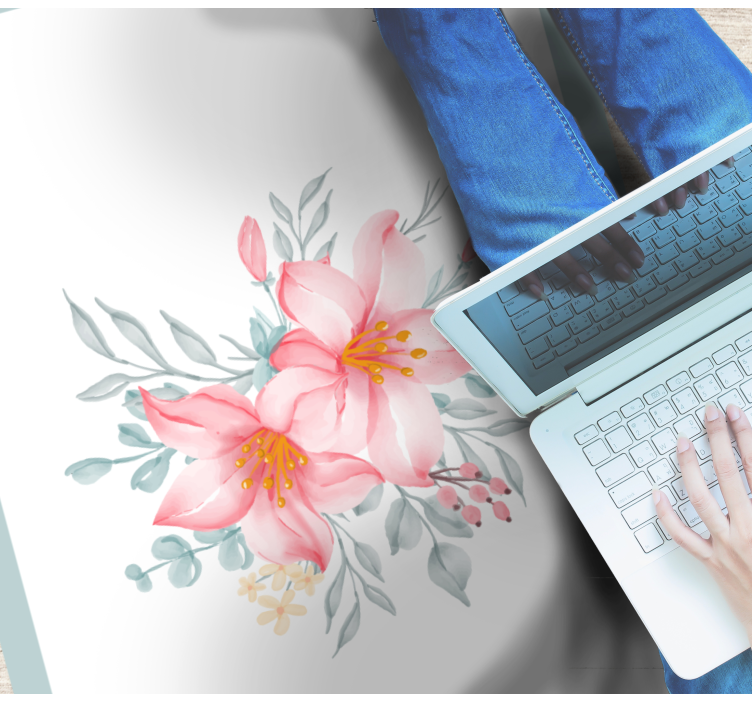 Vinyl tapijt bloemen en planten roze bloemen elegant - TenStickers