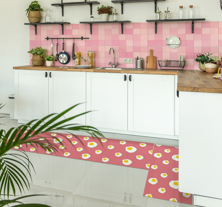 Spiegelei-ontwerp vinyl vloerkleed keuken - TenStickers