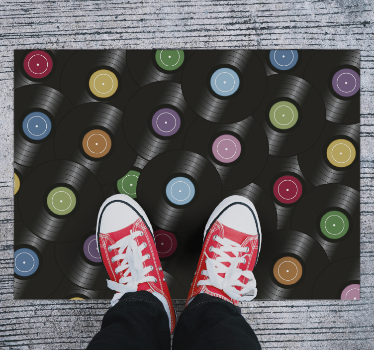 Vinyl tapijt met vinylplaten vintage tapijt - TenStickers
