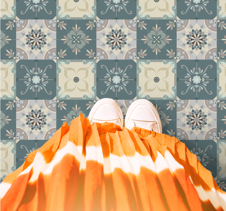 Vinyl tapijt mozaïek bloemmotief - TenStickers