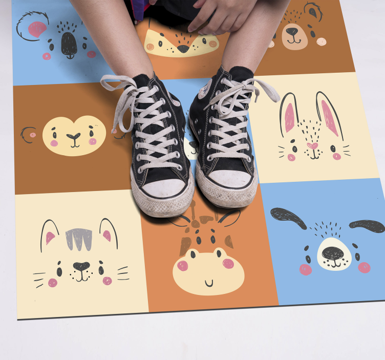 Vinyl tapijt voor meer kinderen met baby dieren tegels - TenStickers