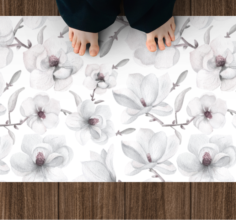 Vinyl tapijt Bloemen en planten Elegante tak met magnolia - TenStickers