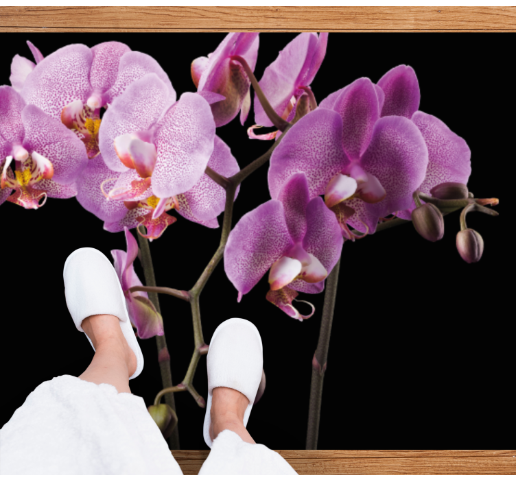Vinyl tapijt Orchidee zwarte achtergrond - TenStickers