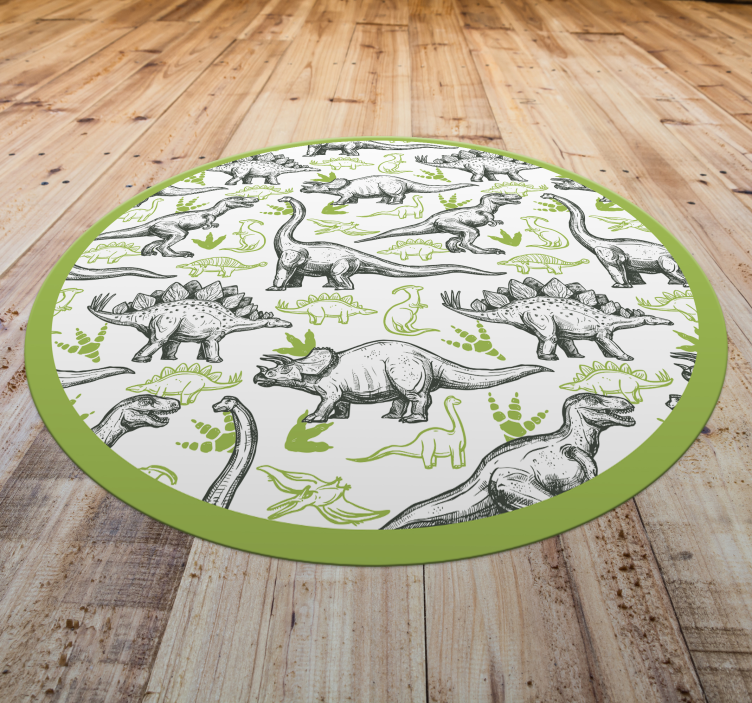 Vinyl vloerkleed dieren Twee kleuren doodle dinosaurus print - TenStickers