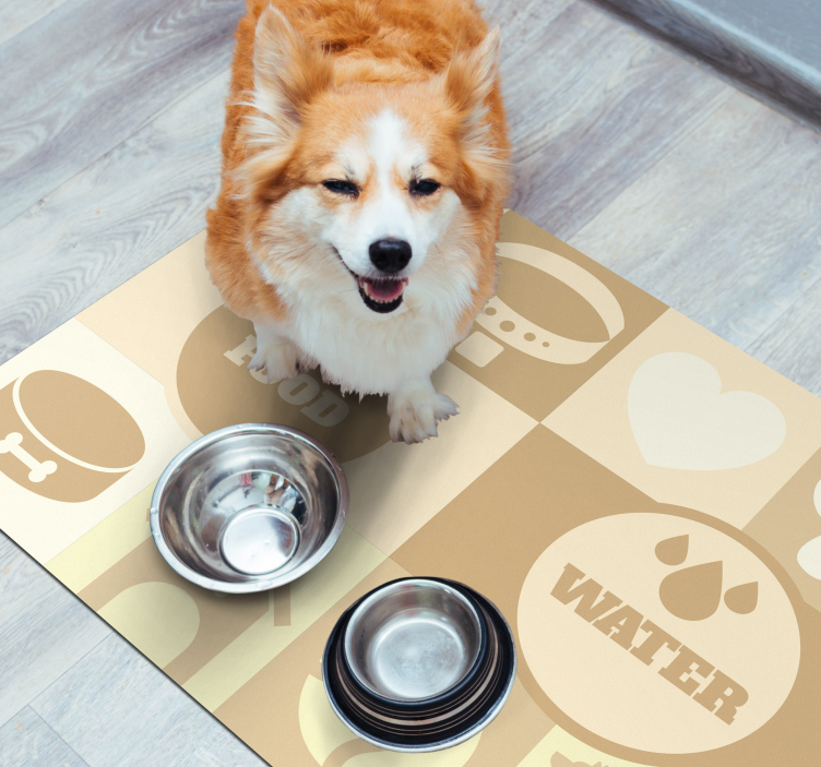 Vinyl tapijt honden water en voer - TenStickers