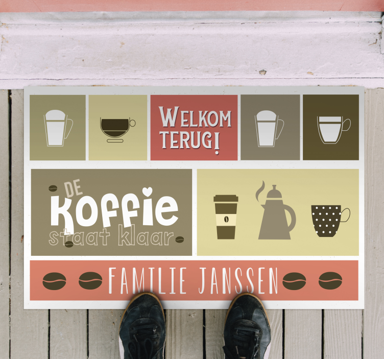 Vinyl tapijt koffie met naam - TenStickers