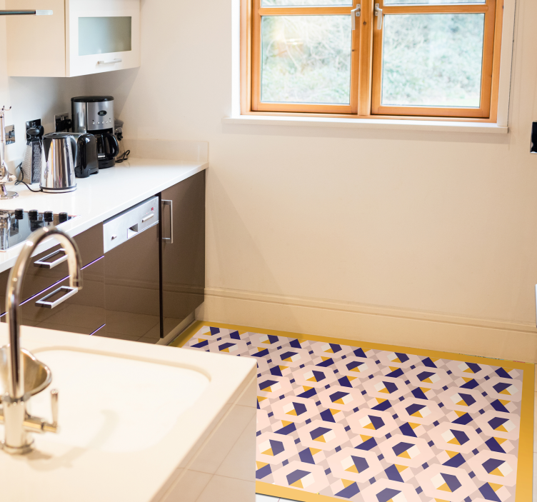 Vinyl vloerkleed keuken levendig geometrisch concept - TenStickers