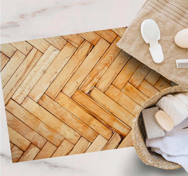 Visgraatpatroon vinyl tapijt met houtstructuur - TenStickers