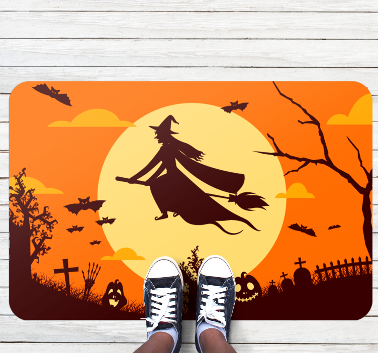 Vliegende heks halloween tapijten - TenStickers