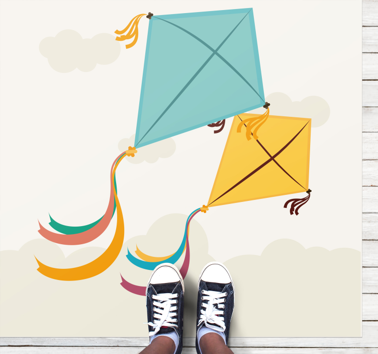 Vliegende vliegers illustratie vinyl tapijt kind - TenStickers