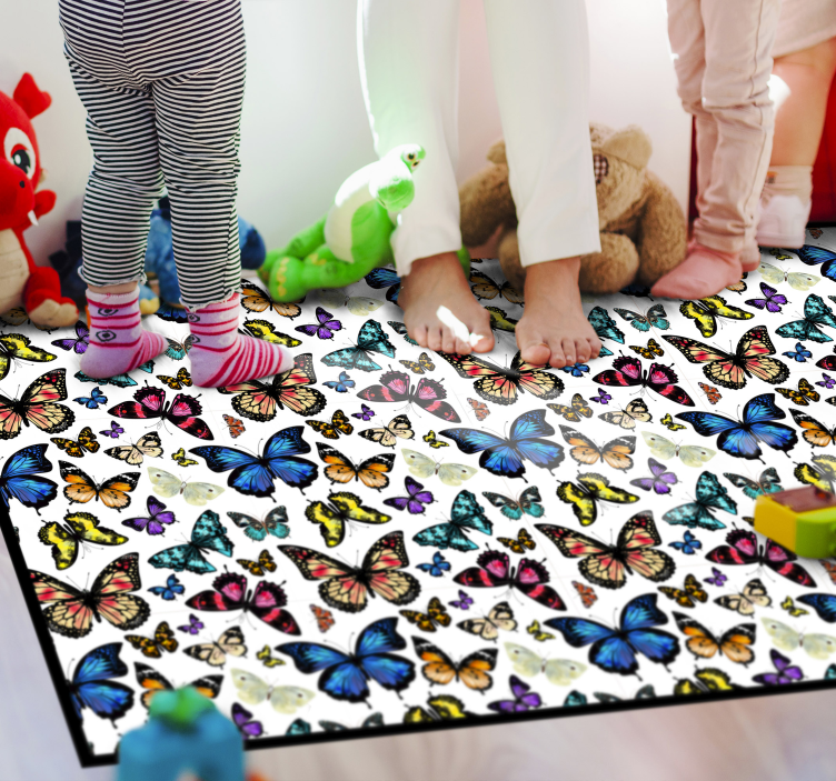 Vlinder collectie dieren vinyl tapijt - TenStickers
