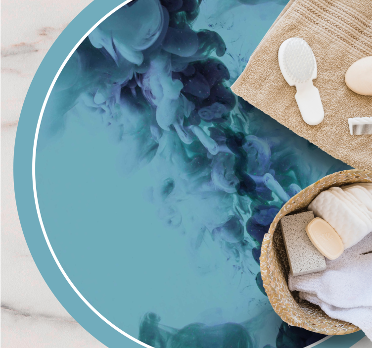 Vloeibare blauwgroene golven vinyl tapijt badkamer - TenStickers