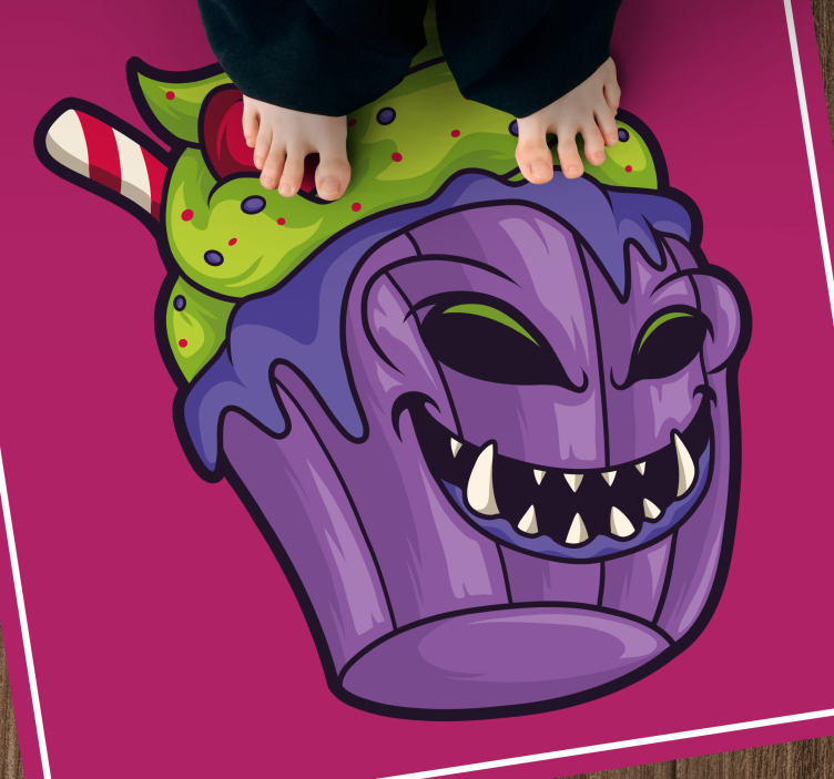 Vraatzuchtig cupcakemonster vinyl tapijt tiener - TenStickers