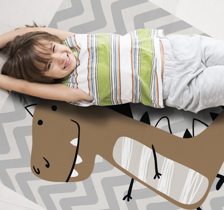 Bruine baby t-rex vinyl tapijt voor meer kinderen - TenStickers