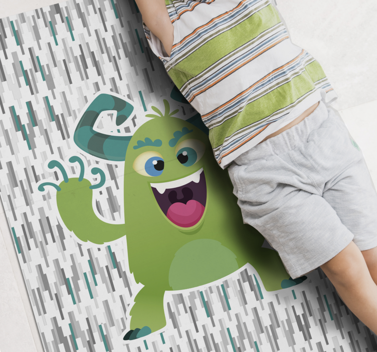 Groen monsterkarakter vinyl tapijt kind - TenStickers