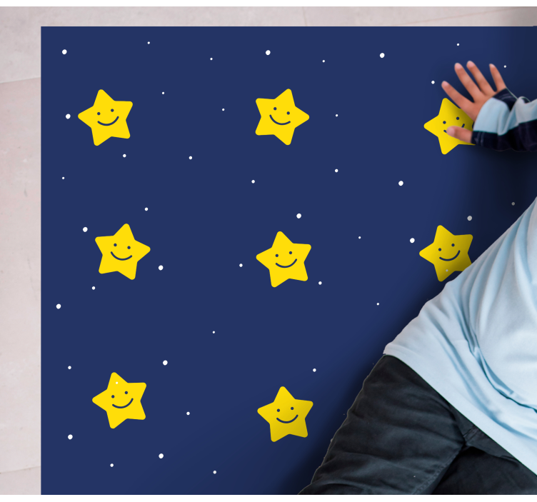 Vrolijk blauw patroon vinyl tapijt sterren - TenStickers