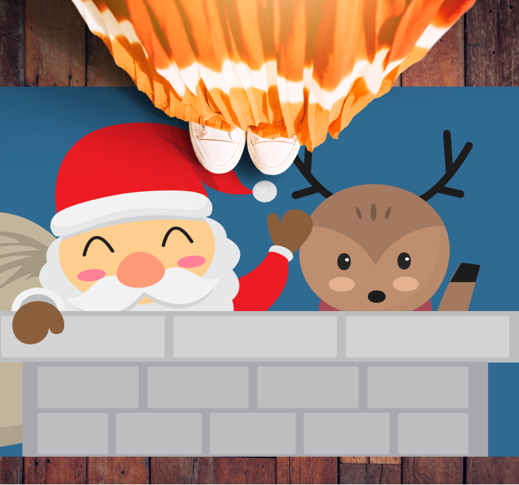 Vrolijke kerstscène vinyl tapijt kerstmis - TenStickers