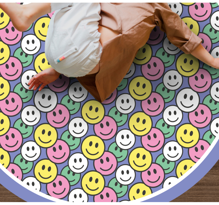 Vrolijke smileygezichten vinyl tapijt voor meer kinderen - TenStickers
