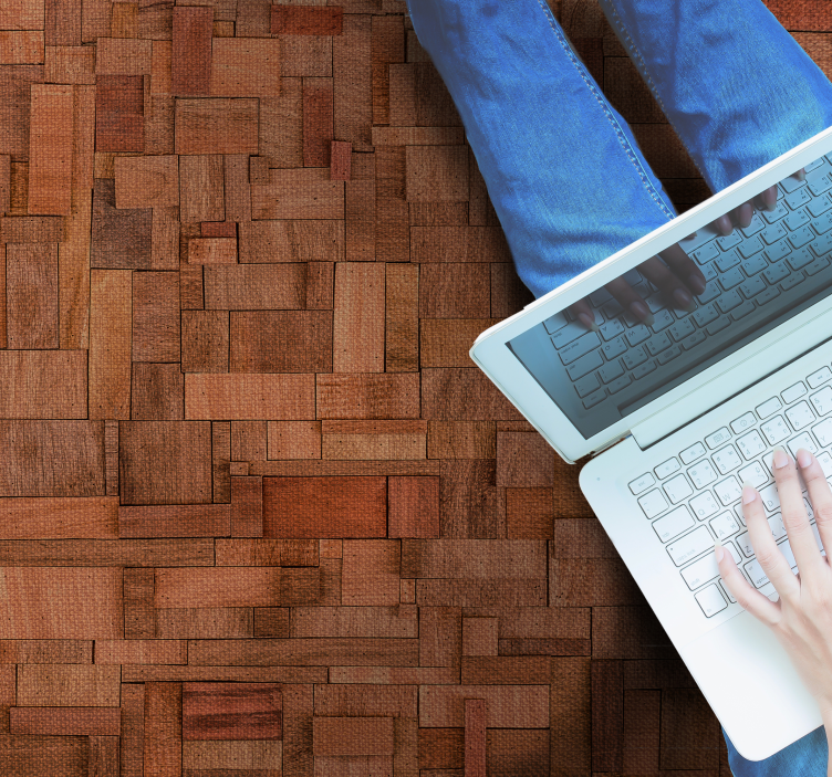 Warm blokpatroon vinyl tapijt met houtstructuur - TenStickers