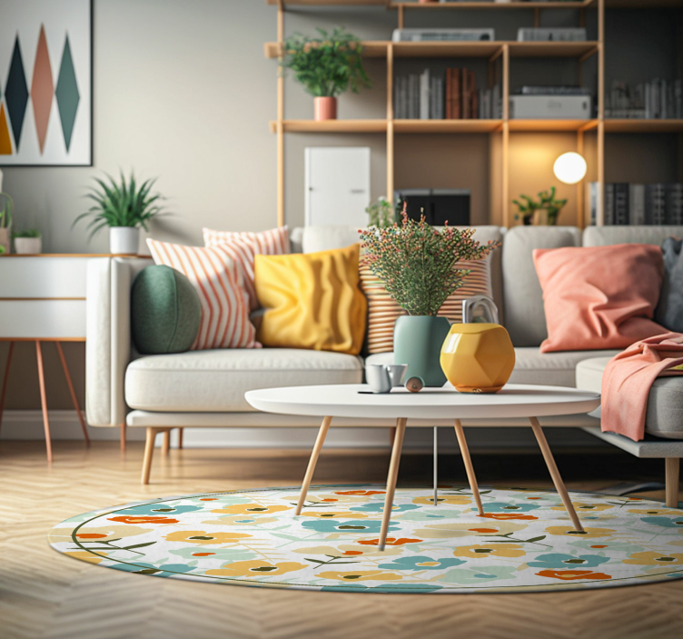 Waterverf bloemen Natuur vinyl tapijt - TenStickers