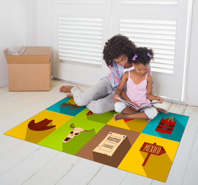 Westers avontuur vinyl tapijt spel - TenStickers