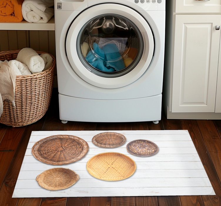 Wicker Manden Houten Textuur Houtstructuur vinyl tapijt - TenStickers