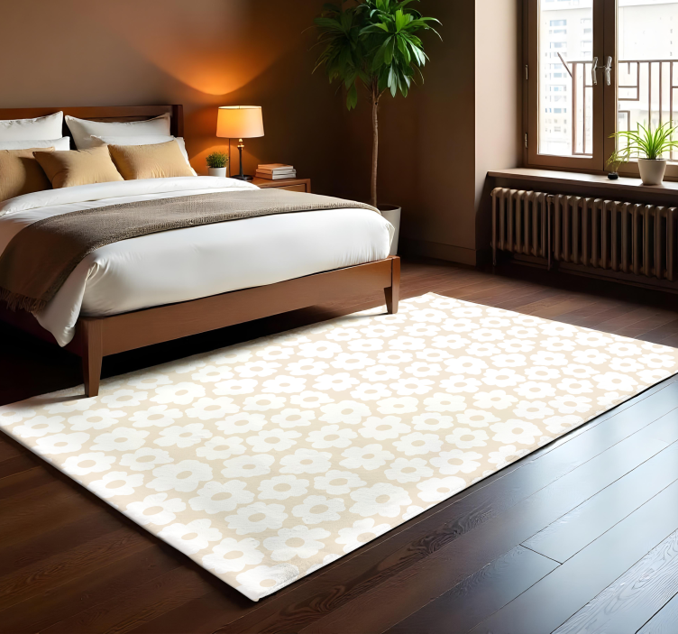 Witte klaproos vinyl tapijt bloemen en planten - TenStickers