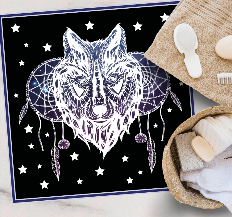 Wolf dromenvanger sterren vinyl tapijt baby - TenStickers
