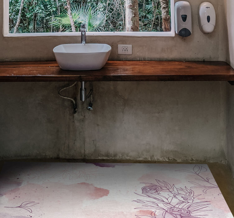 Zacht bloesemaccent vinyl tapijt bloemen en planten - TenStickers