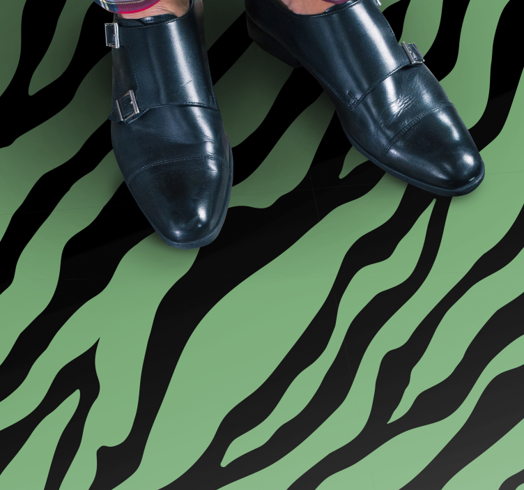 Zebra groene strepen vinyl tapijt dierenprint - TenStickers