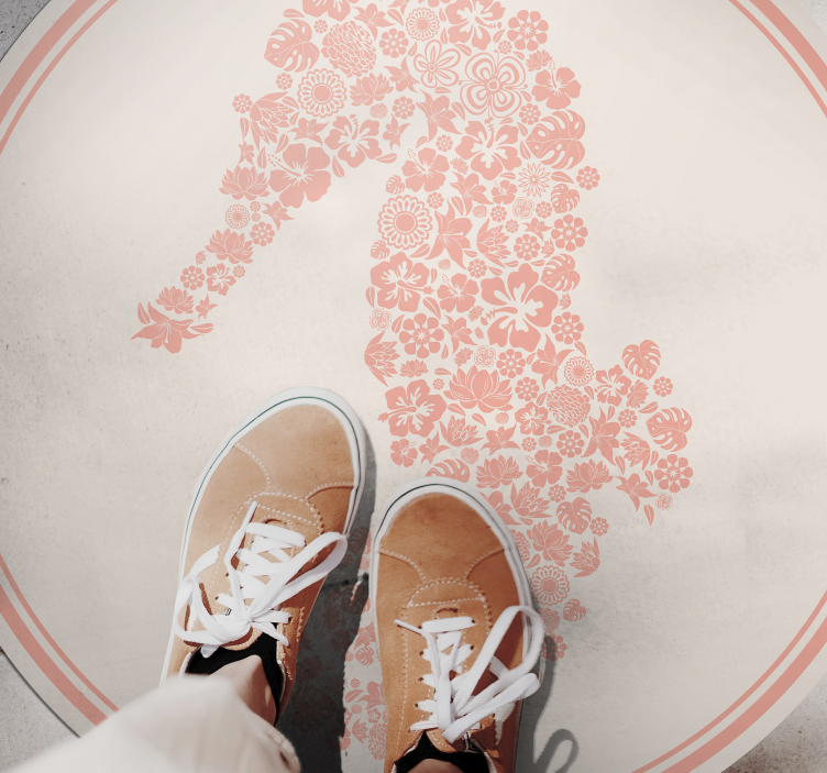 Zeepaardje bloemmotief vinyl tapijt bloemen en planten - TenStickers