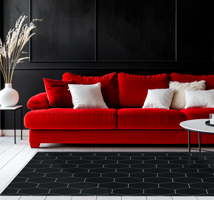 Zeshoekig mozaïek vinyl tapijt zwart - TenStickers